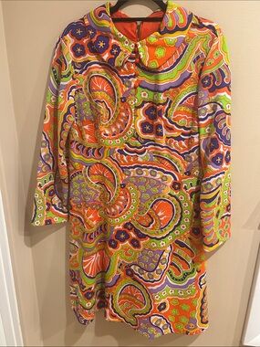 Vintage Mod 1960’s Flower Power Colorful Dress Sz Large